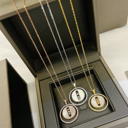 [GALE]LUCKY MOVE MM NACRE BLANCHE DIAMOND NECKLACE