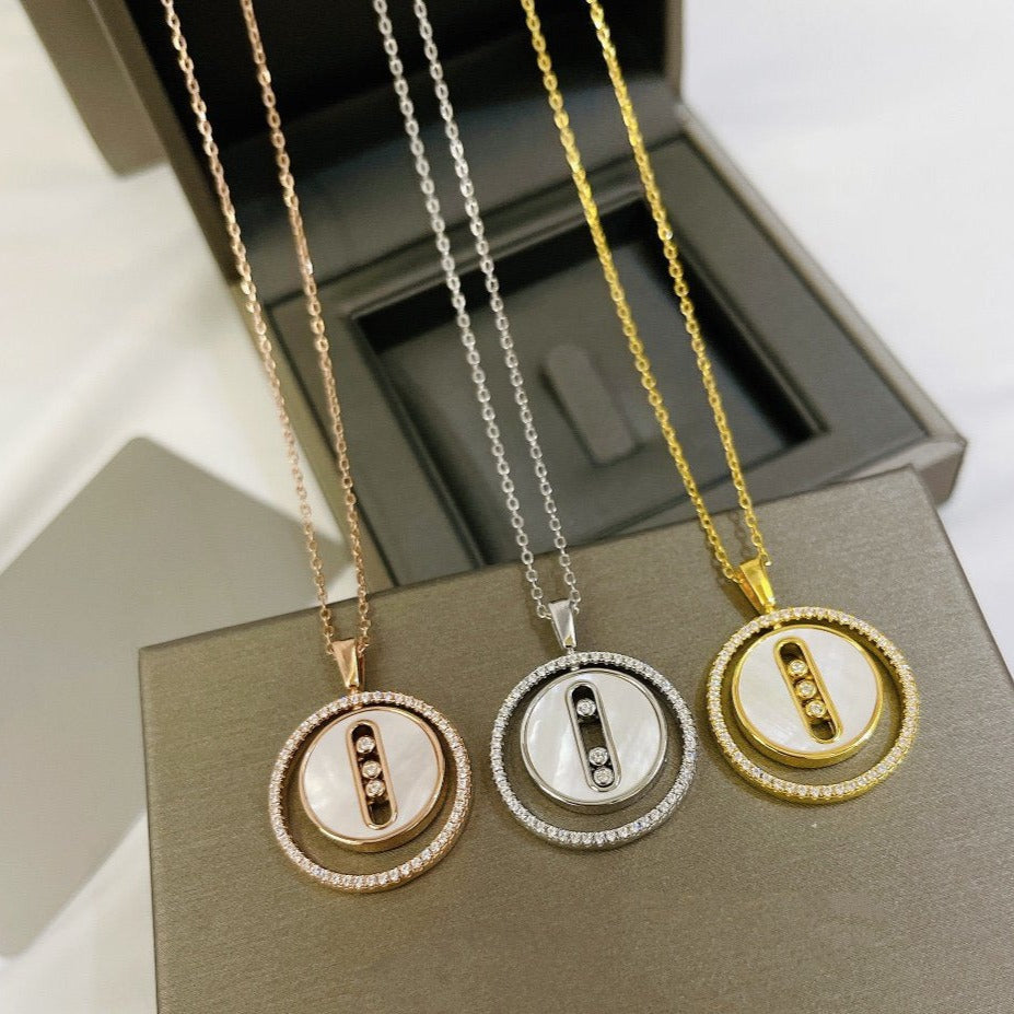 [GALE]LUCKY MOVE MM NACRE BLANCHE DIAMOND NECKLACE