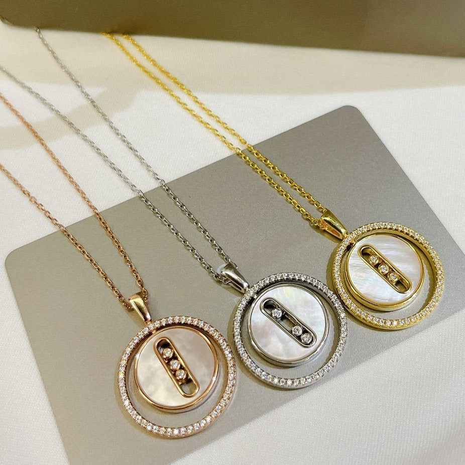 [GALE]LUCKY MOVE MM NACRE BLANCHE DIAMOND NECKLACE