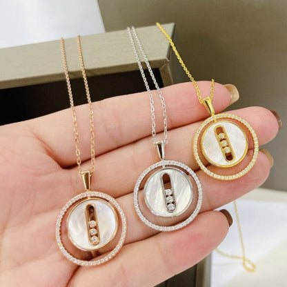 [GALE]LUCKY MOVE MM NACRE BLANCHE DIAMOND NECKLACE