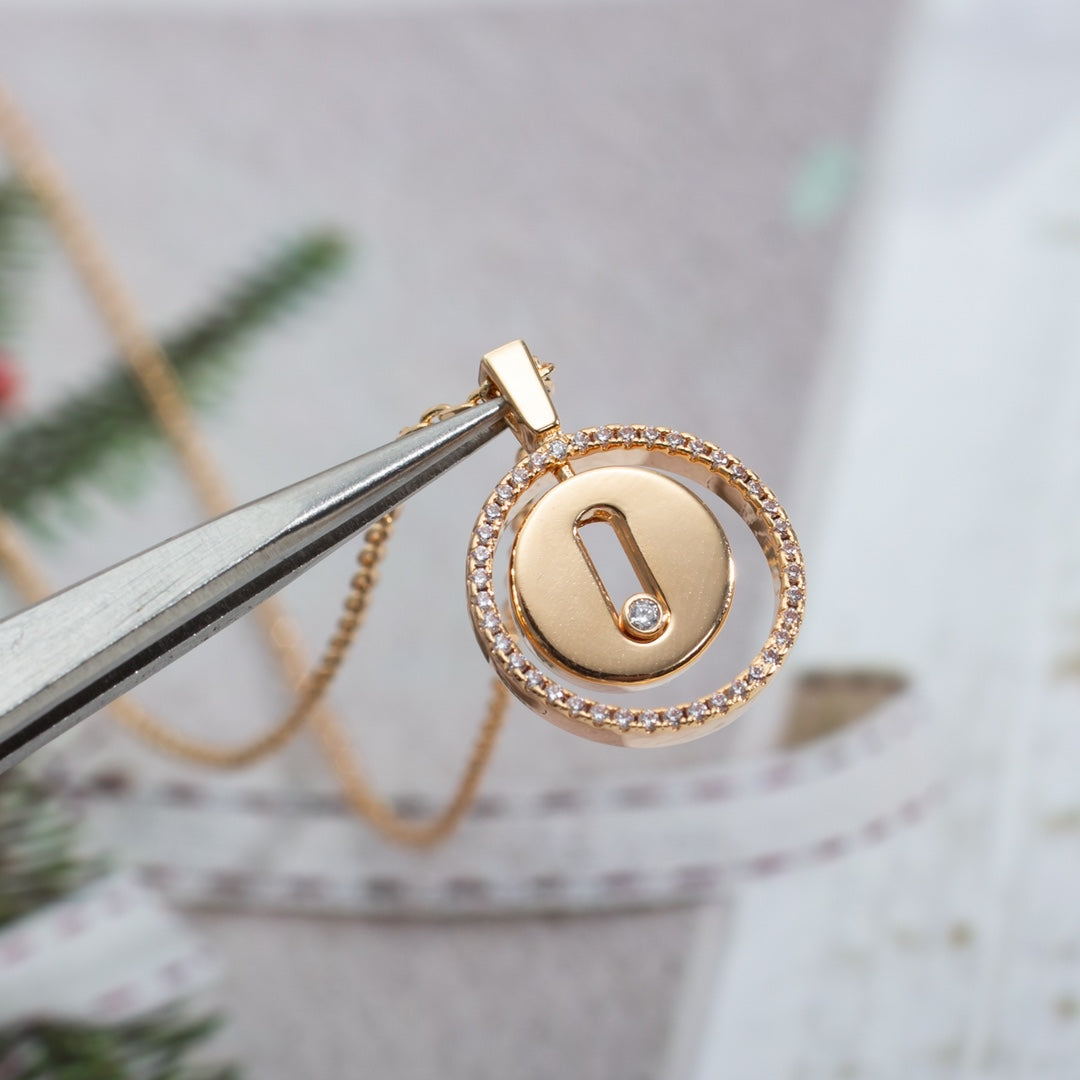 [GALE]LUCKY MOVE PM NECKLACE PINK GOLD DIAMOND