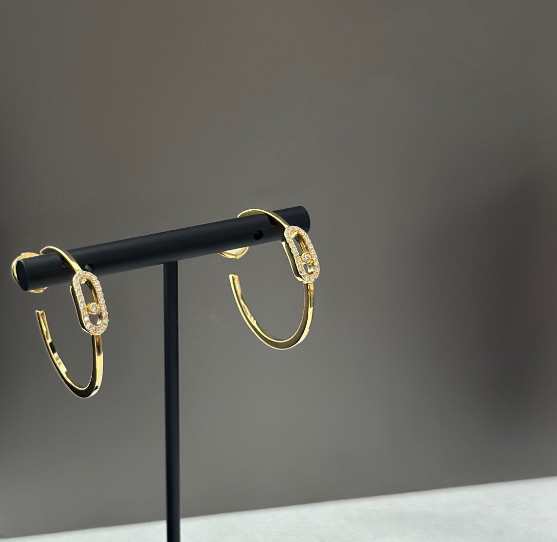 [GALE]CREOLES MOVE UNO PM DIAMOND EARRINGS