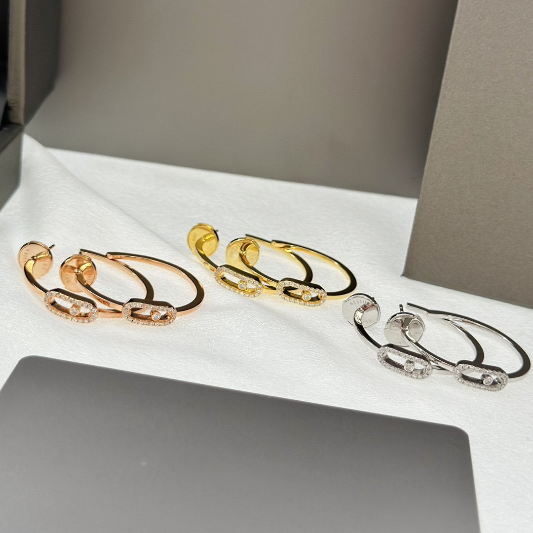 [GALE]CREOLES MOVE UNO PM DIAMOND EARRINGS
