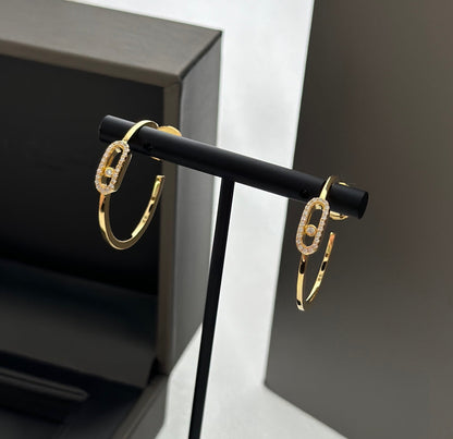 [GALE]CREOLES MOVE UNO PM DIAMOND EARRINGS