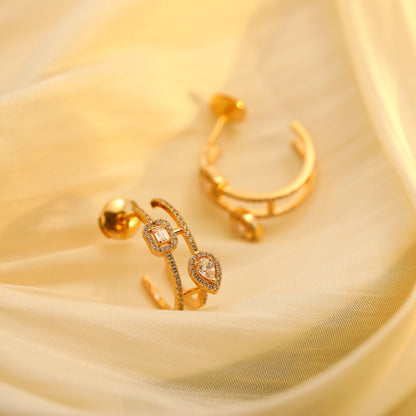 [GALE]CREOLES MY TWIN 2 RANGS SILVER DIAMOND EARRINGS