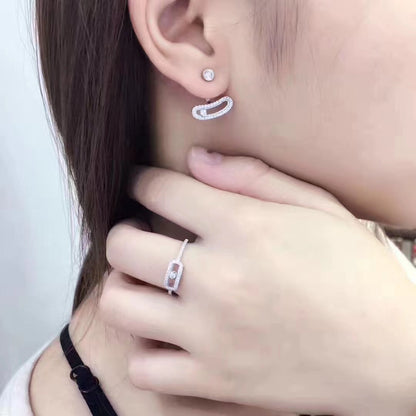 [GALE]MOVE UNO SILVER DIAMOND EARRINGS