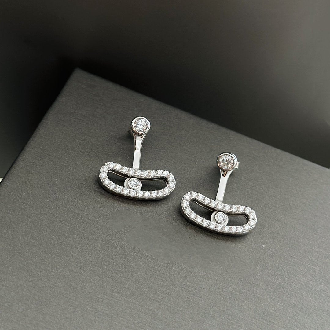 [GALE]MOVE UNO SILVER DIAMOND EARRINGS