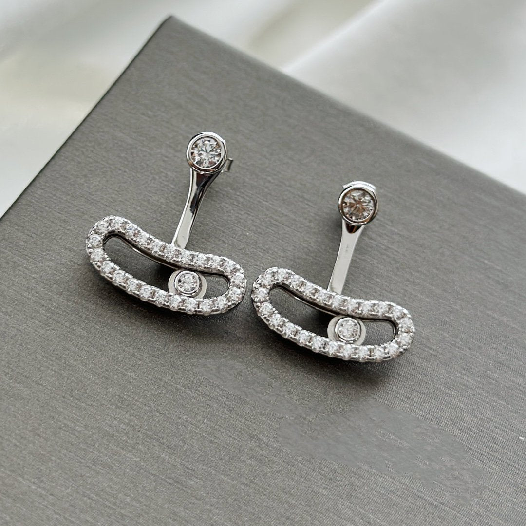 [GALE]MOVE UNO SILVER DIAMOND EARRINGS