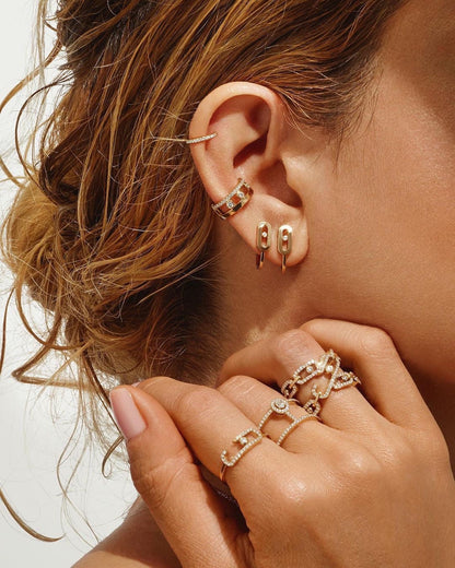 [GALE]CREOLES MOVE UNO MINI 1 DIAMOND EARRINGS