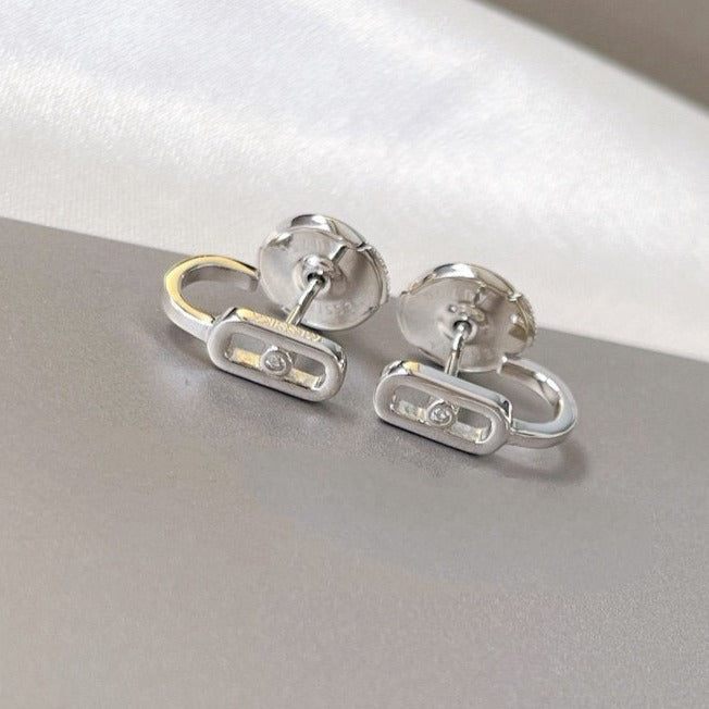 [GALE]CREOLES MOVE UNO MINI 1 DIAMOND EARRINGS