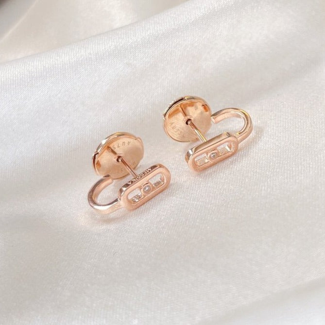 [GALE]CREOLES MOVE UNO MINI 1 DIAMOND EARRINGS