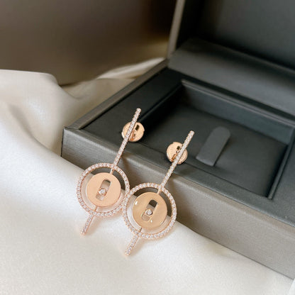 [GALE]LUCKY MOVE ARROW PINK GOLD DIAMOND EARRINGS