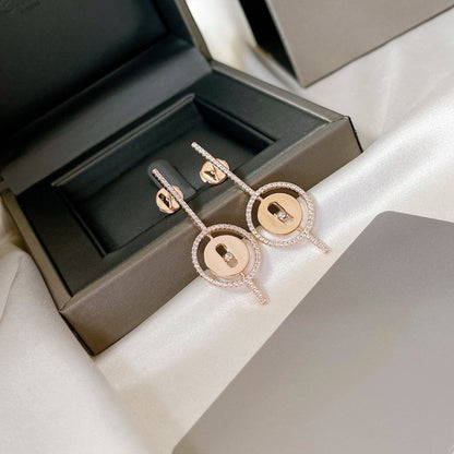 [GALE]LUCKY MOVE ARROW PINK GOLD DIAMOND EARRINGS