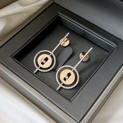 [GALE]LUCKY MOVE ARROW PINK GOLD DIAMOND EARRINGS