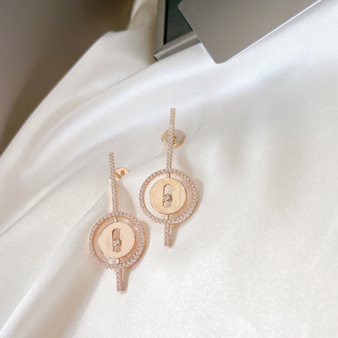 [GALE]LUCKY MOVE ARROW PINK GOLD DIAMOND EARRINGS