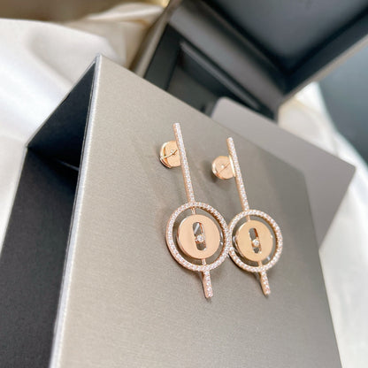 [GALE]LUCKY MOVE ARROW PINK GOLD DIAMOND EARRINGS