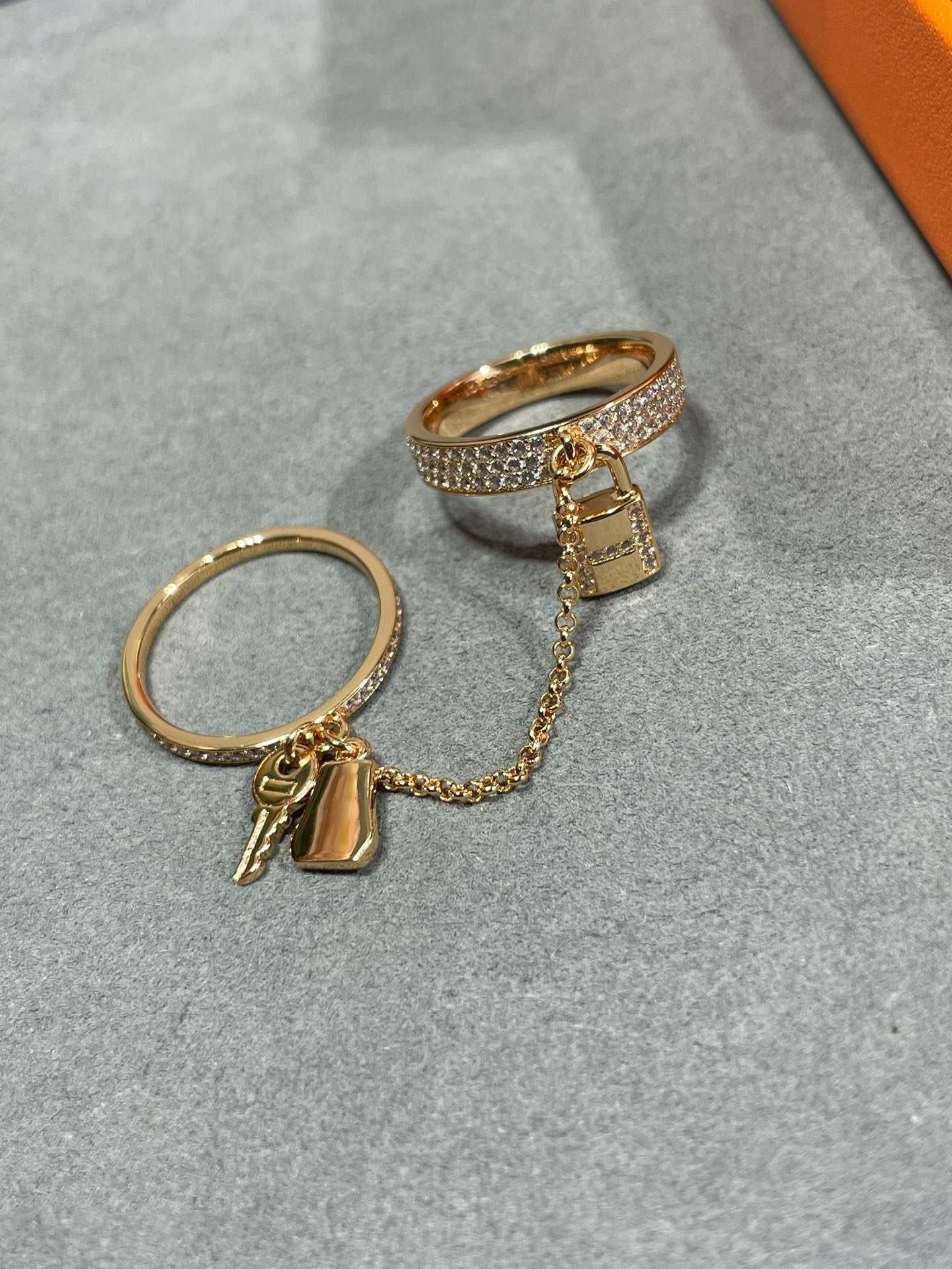 [GALE]HM KELLY CLOCHETTE DOUBLE RING IN  WITH DIAMONDS