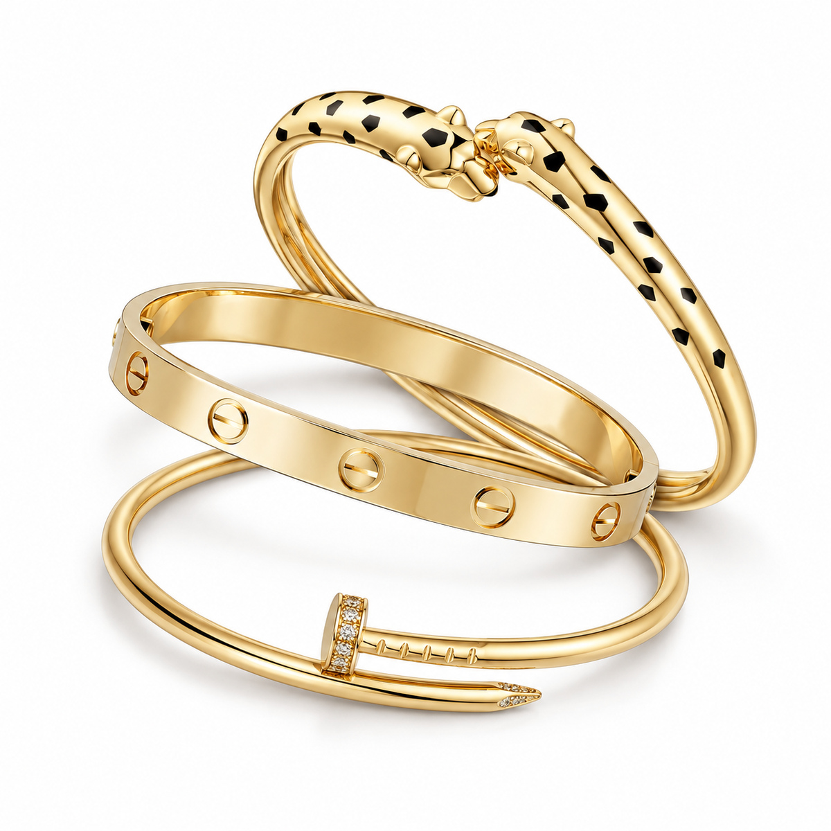 [GALE] Panth¨¨re & LOVE  & JUSTE  Diamond Bracelet Stack Set