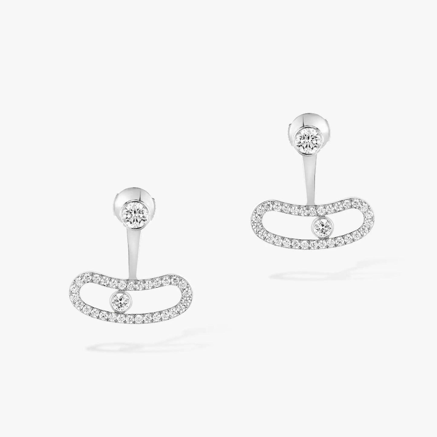 [GALE]MOVE UNO SILVER DIAMOND EARRINGS