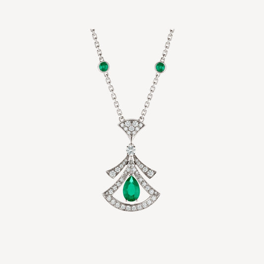[GALE]DREAM NECKLACE MALACHITE DIAMOND SILVER