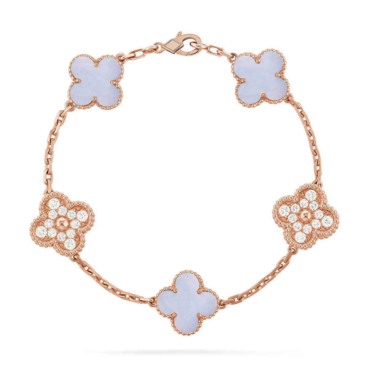 [GALE] CLOVER 5 MOTIF PURPLE CHALCEDONY BRACELET COLLECTION