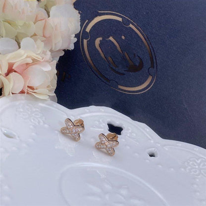 [GALE]JEUX DE PINK GOLD DIAMOND EARRINGS