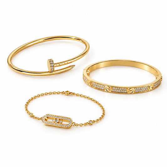 [GALE] LOVE & JUSTE Baby Move Diamond Bracelet Stack Set