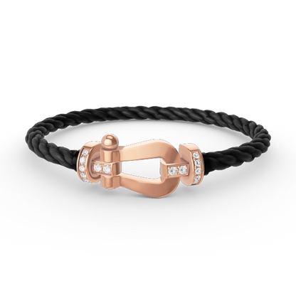 [GALE]FORCE LARGE HORSESHOE HALF DIAMOND BRACELET ROSE GOLD