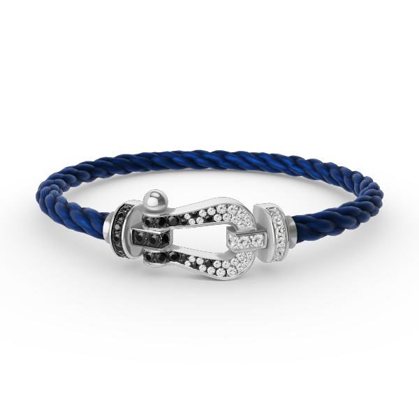 [GALE]Pave Gemstone Love &Force Large Horseshoe Diamond Duo Bracelet Stack Set