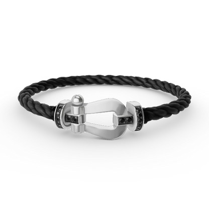 [GALE]FORCE LARGE HORSESHOE BLACK DIAMOND BRACELET SILVER