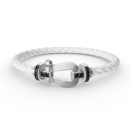 [GALE]FORCE LARGE HORSESHOE BLACK DIAMOND BRACELET SILVER