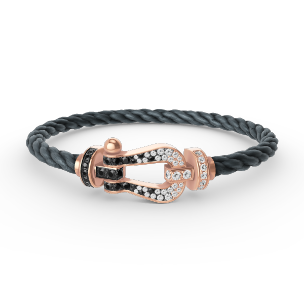 [GALE]FORCE LARGE HORSESHOE BLACK WHITE DIAMOND BRACELET ROSE GOLD