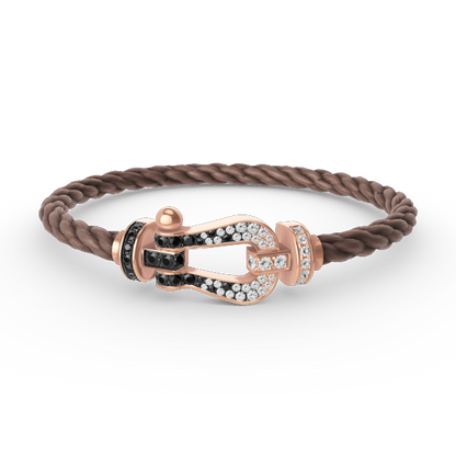 [GALE]FORCE LARGE HORSESHOE BLACK WHITE DIAMOND BRACELET ROSE GOLD