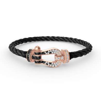 [GALE]FORCE LARGE HORSESHOE BLACK WHITE DIAMOND BRACELET ROSE GOLD