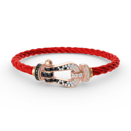 [GALE]FORCE LARGE HORSESHOE BLACK WHITE DIAMOND BRACELET ROSE GOLD