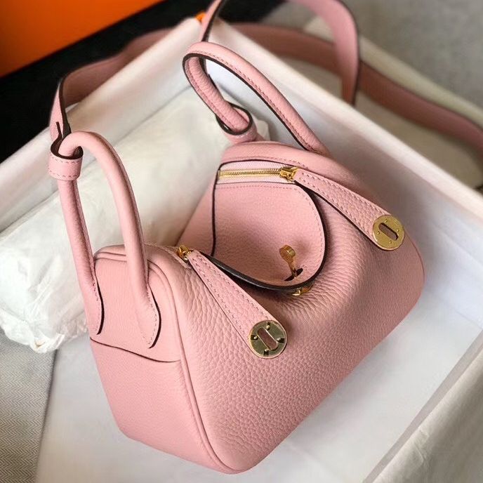 HM Mini Lindy 20cm Pink Clemence Leather