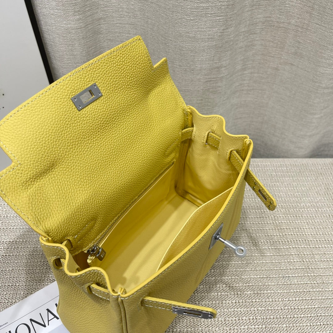 HM Kelly 25cm Lime Togo Leather Silver Hardware