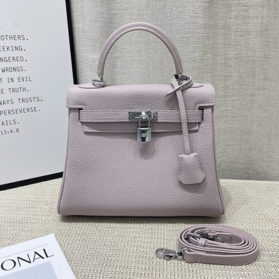 HM Kelly 25cm Mauve Pale Pink Togo Leather Silver Hardware