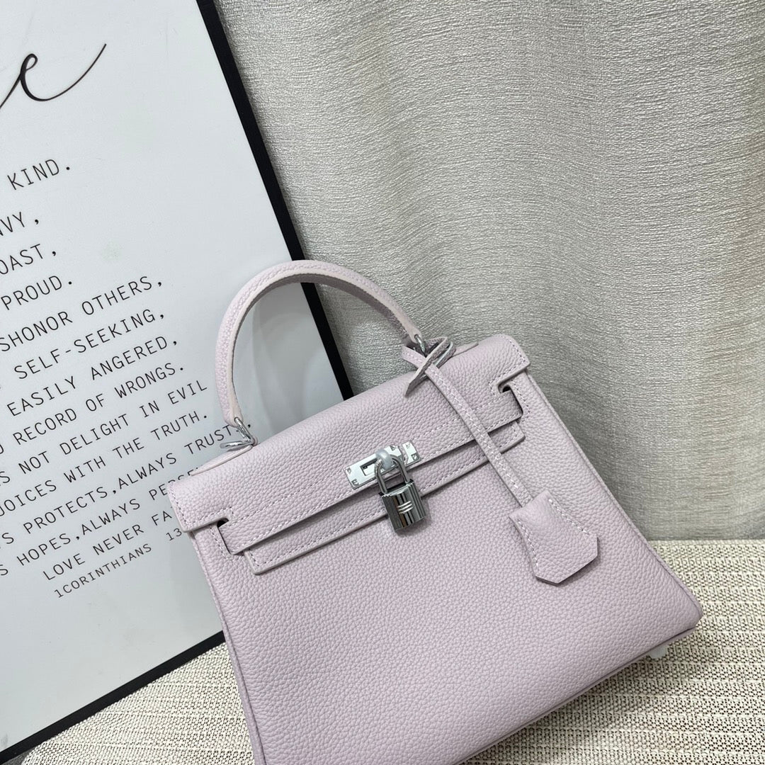 HM Kelly 25cm Mauve Pale Pink Togo Leather Silver Hardware