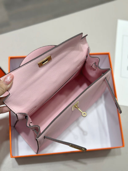 HM Kelly 25cm Light Pink Epsom Leather Gold Hardware