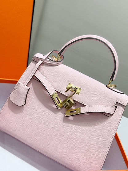 HM Kelly 25cm Light Pink Epsom Leather Gold Hardware
