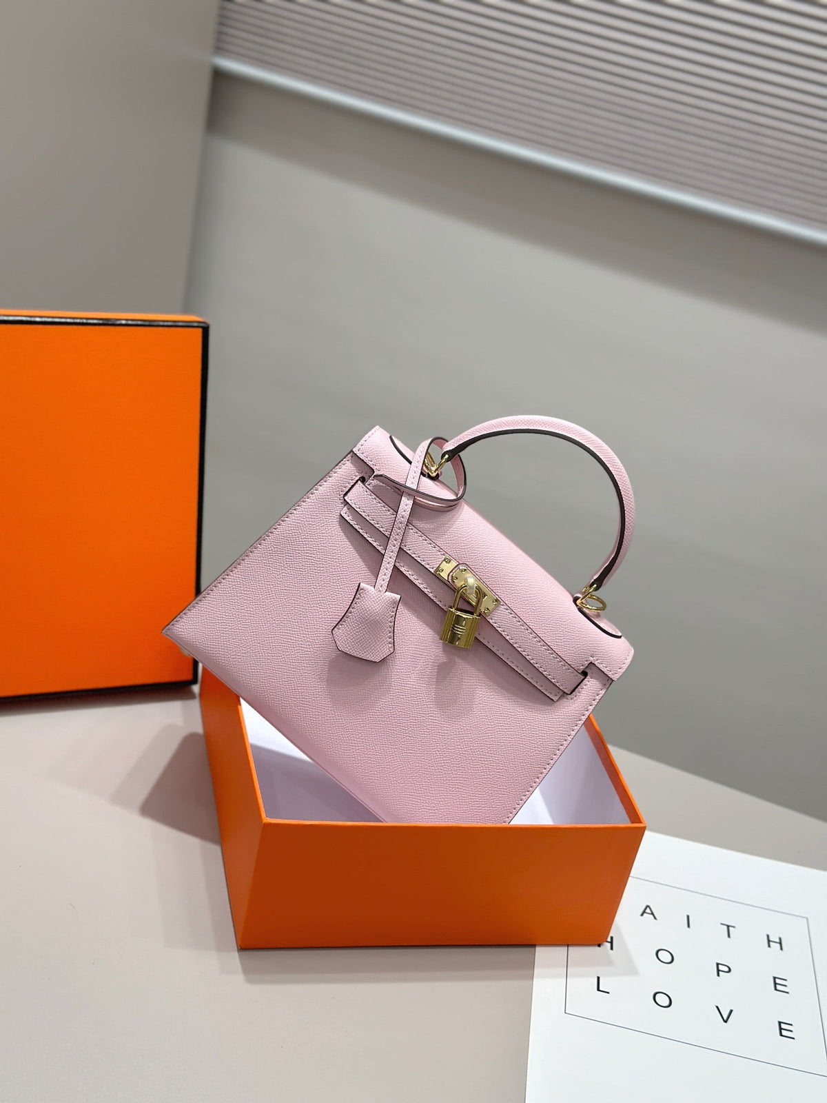 HM Kelly 25cm Light Pink Epsom Leather Gold Hardware