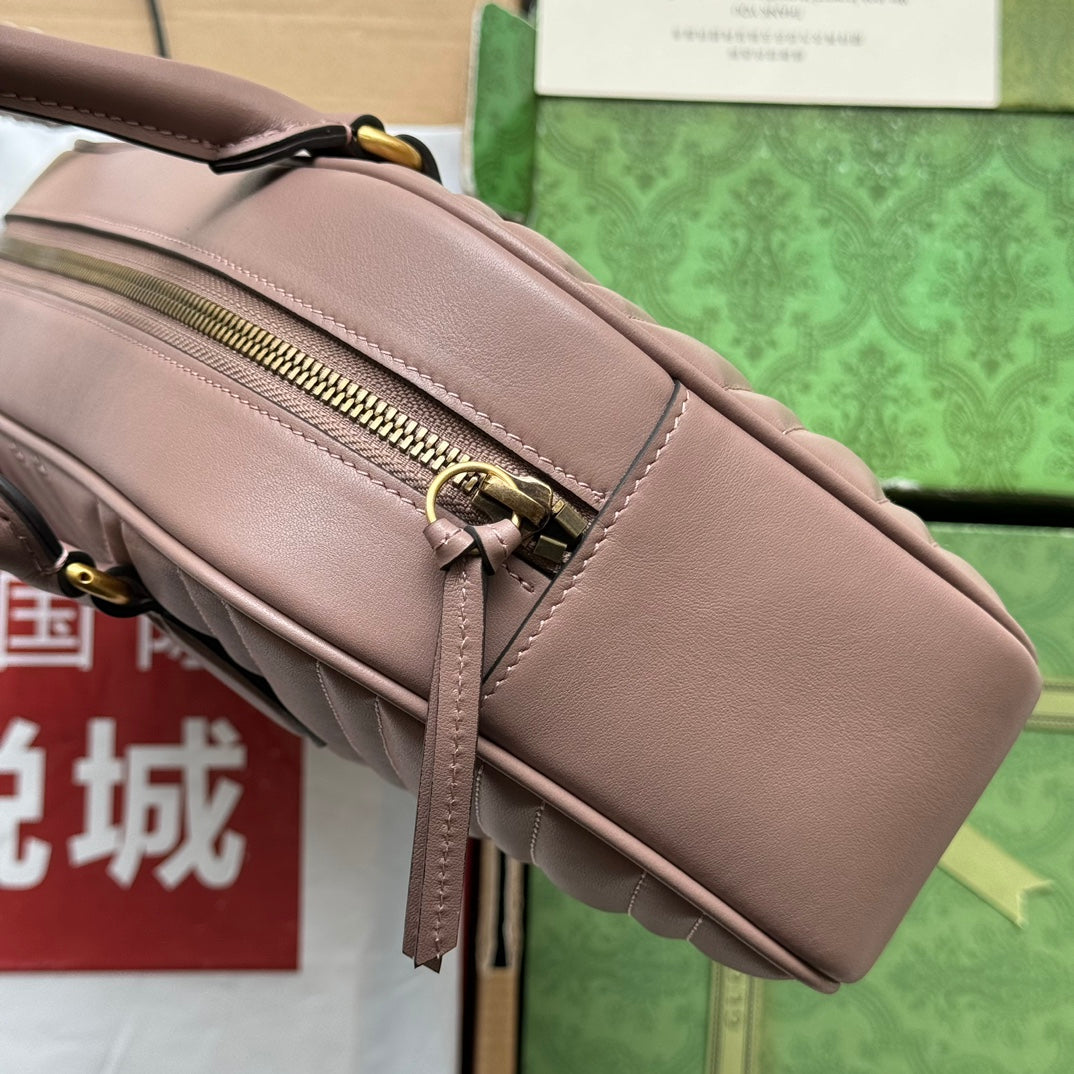 gg marmont medium top handle 35cm nude calfskin gold hardware