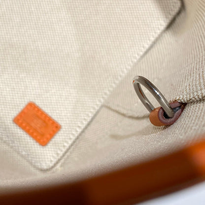 HM Steeple 28 Bag Brown Calfskin White Brown Canvas