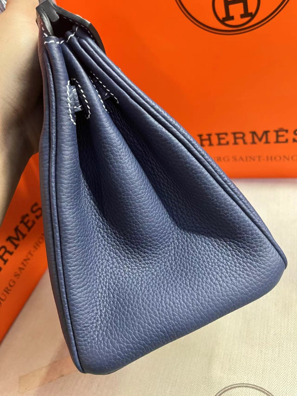 HM Birkin 25cm Navy Blue Togo Leather Silver Hardware