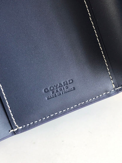 SAINT-GABRIEL WALLET 12 IN NAVY BLUE CALFSKIN AND GOYARDINE CANVAS