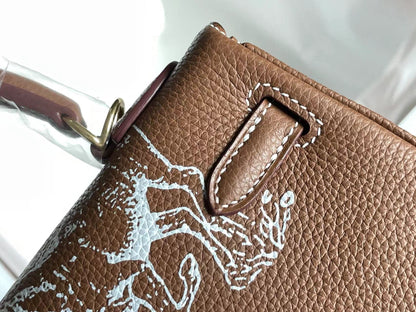 BIRKIN 25 BAG IN CHOCOLATE BROWN CALFSKIN WITH WHITE STICKER (MADE - TO - ODER)