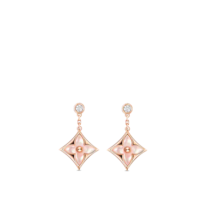 [GALE]DOUBLE STAR PINK GOLD MOP DROP EARRINGS