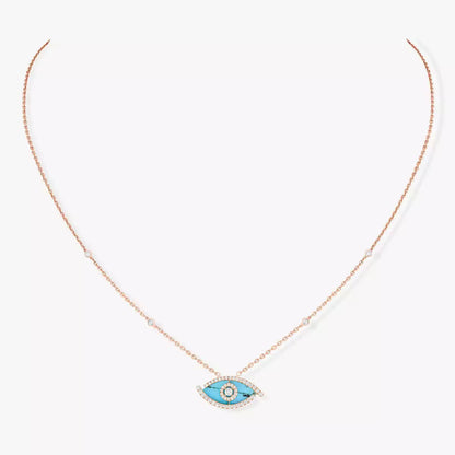 [GALE]Lucky Eye Diamond Necklace in Rose Gold and Turquoise