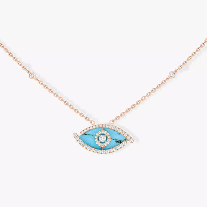 [GALE]Lucky Eye Diamond Necklace in Rose Gold and Turquoise